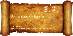Barancsek Hanna névjegykártya